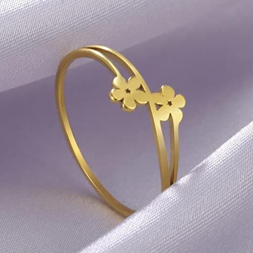 Daisy Blomsterringe til kvinder Guld Daisy Ring Minimalistisk Stabelring Rustfrit Stål Statement Fingerring Enkel