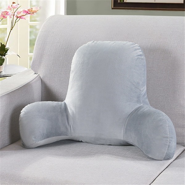 Husband Pillow Grå, Original Läskudde i Sängstol, Strimlad Memory Foam Stor Loungekudde Vuxen Ryggstöd med Armar, Bekväm Rygg