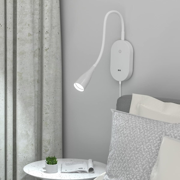 Touch Dæmpbar LED Vægmonteret Sengelampe (sort), LED