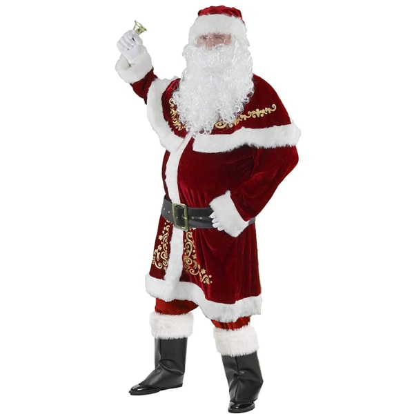Men’s Santa Costume Set Christmas  Deluxe Velvet Adult Santa