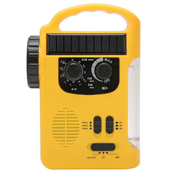 Handvev solradio AM FM SW nödradio med LED ficklampa läslampa MP3-spelare för utomhuscamping