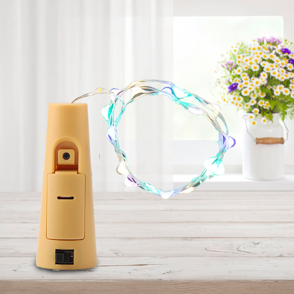 2 st korkformade ljusslingor, LED-lampa för vinflaska, batteridriven, DIY-del (flerfärgad)