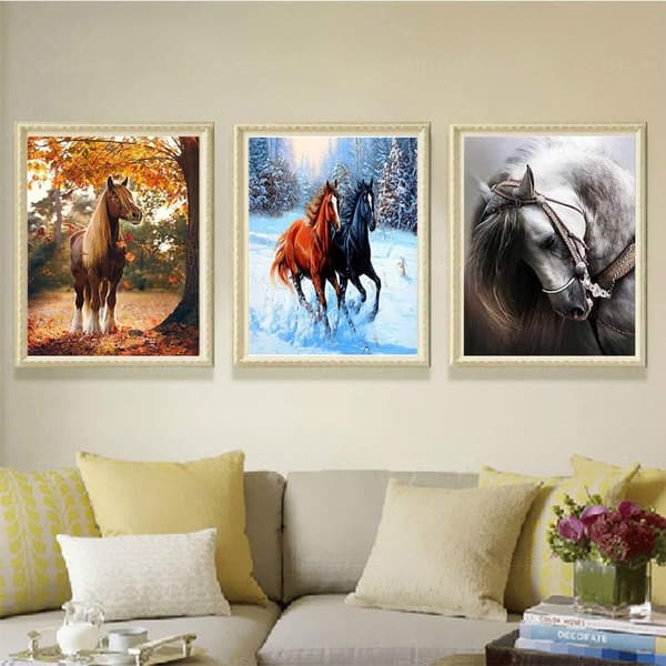 5D Diamantmaleri Sæt 30x40cm DIY Farverig Hest Diamant Kunst Sæt