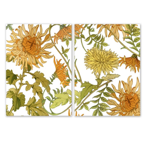 2st Vintage Chrysanthemum Canvas Väggkonstmålning printed