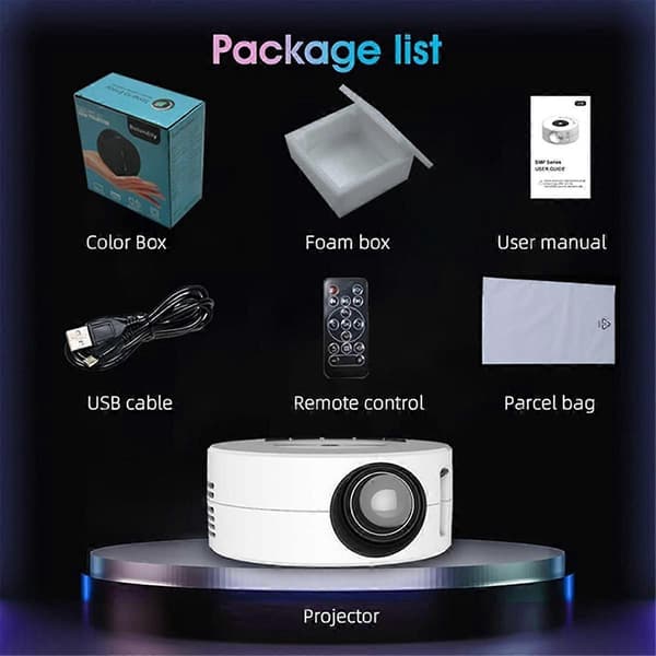 YT200 Mini Projektor LED Hjemme Mediaspiller Lyd Bærbare Projektorer USB Video Kablet Projeksjon Samme Skjermspeil