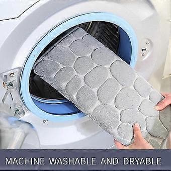 Baderomsmatte i Memory Foam, brosteinsmønstret, superabsorberende, maskinvaskbar (17x24, mørkeblå)