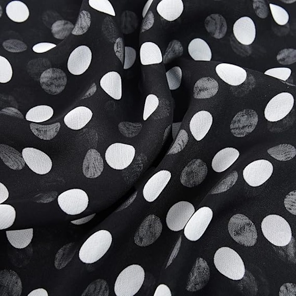 Mjuk blommig sjal för kvinnor, chiffong, genomskinlig scarf CLT01 Polka Dot-black White