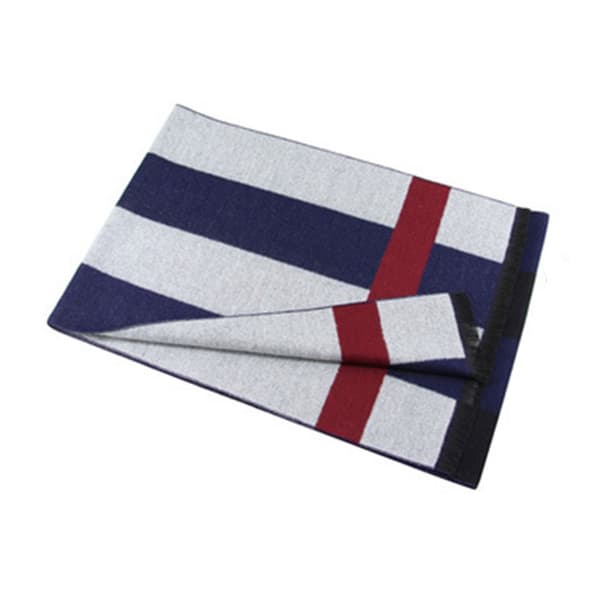 Lyxig randig herrscarf i merinoull - Presentförpackad mjuk varm tjock stickad slips för män