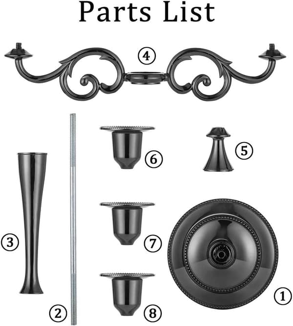 3 Lysestaker til Bryllup, Sinklegering Lys, Spisebord, Ca