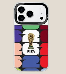 Mjukt fodral med VM-tema för iPhone 15 Pro (silverkanter)