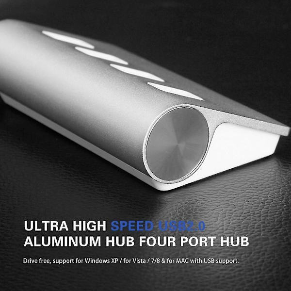 Höghastighets Mini 4-Port Blå LED-ljus USB-hub Splitter