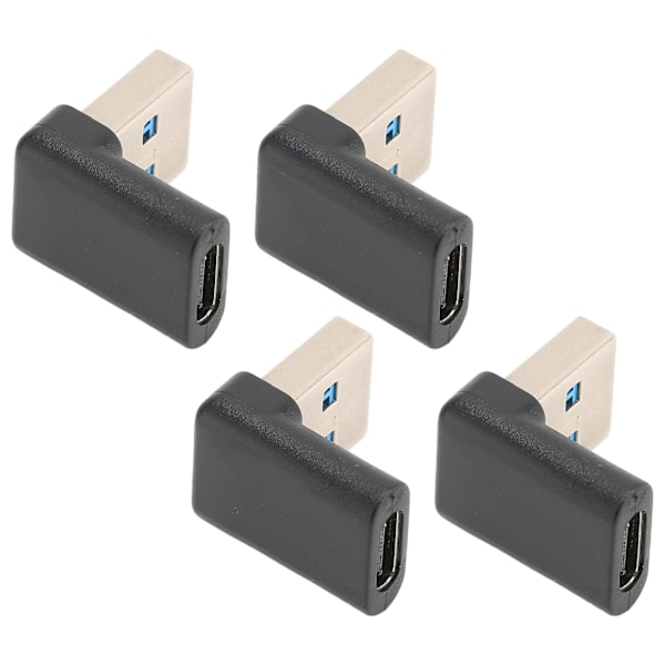 4st USB Typ C Rätvinkeladapter 10Gbps Överföring Bärbar USB Hane till Typ C Hona Adapter för Bärbara Datorer Stationära Datorer