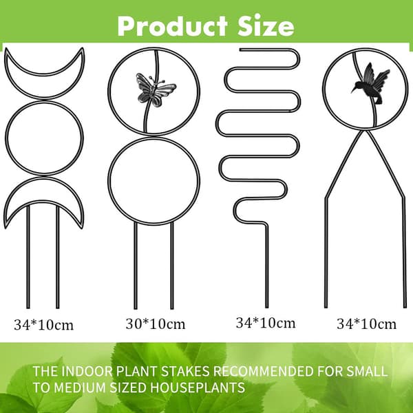 Klätterväxtstöd, 4 stycken inomhusväxtstöd, återanvändbar metall