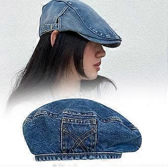Denim Baskerhatt Elegant Huvudbonad Bekväm Mössa för Resor Shopping Semester (Mörkblå)