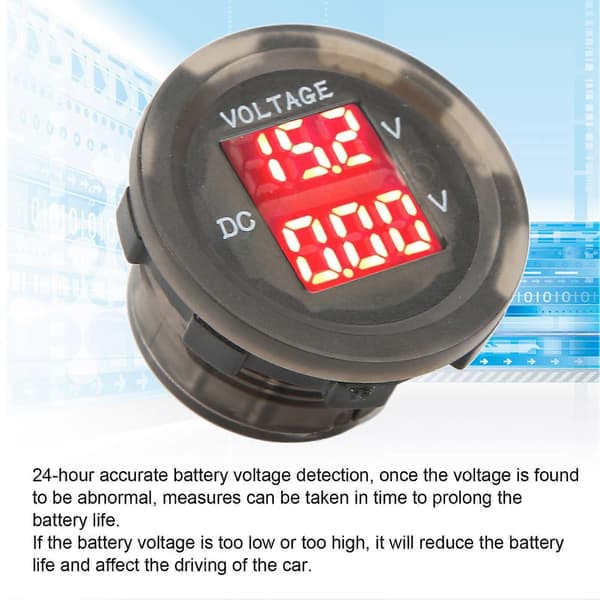 LED Bil Voltmeter Digital Display 12-24V Vandtæt Universal Dobbelt Spændingsmåler til Køretøjer