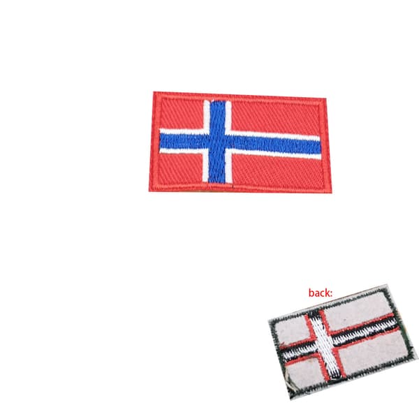 Sæt med 2 broderede stofmærker med norsk flag