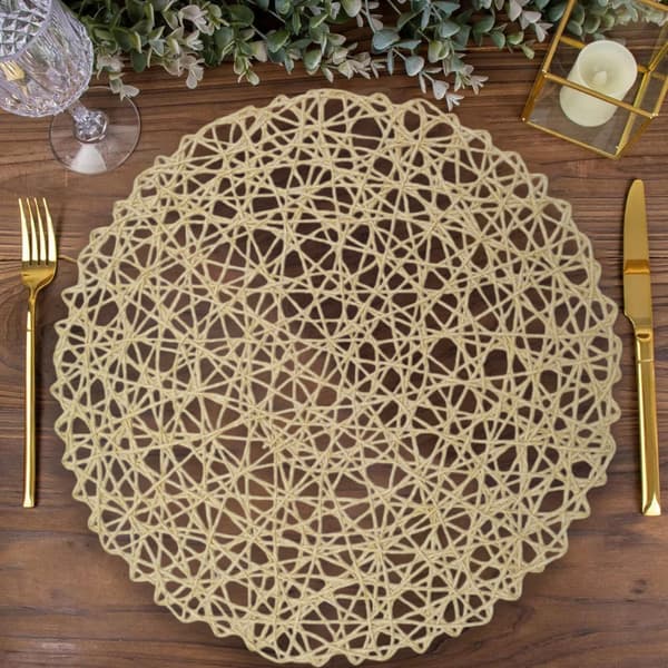 Pyöreä kudottuTabletti, luonnollinen liukueste ja lämmönkestäväTabletti, kudottu sisä- ja ulkokäyttöön tarkoitettuTabletti, kestävä Beige