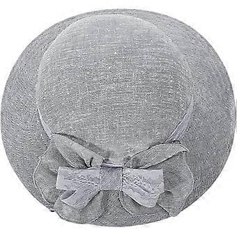 Sammenfoldelig solhat til damer, sommerhatte til kirken, bredskygget Ascot Race Derby-hat til cocktail-/bryllupsfester, anti-UV