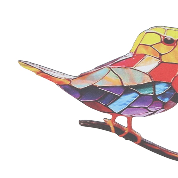 Färgglad fågeldekoration på gren, metallkonstskulptur för hem, kontor, vardagsrumsdekor, livfull fågelfigur med glasliknande textur - Perfekt