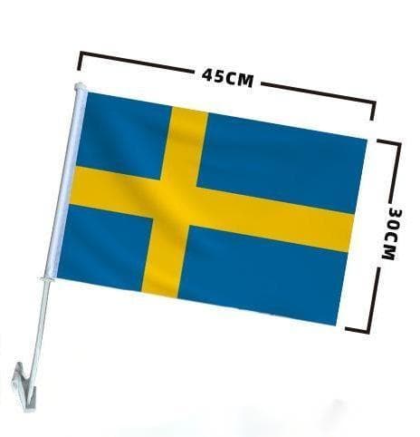 Sett med 7 svenske bilvindusflagg (30×45 cm)