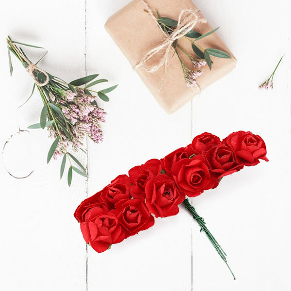 144 st miniatyrpappersblommor handgjorda DIY konstgjorda rosor för