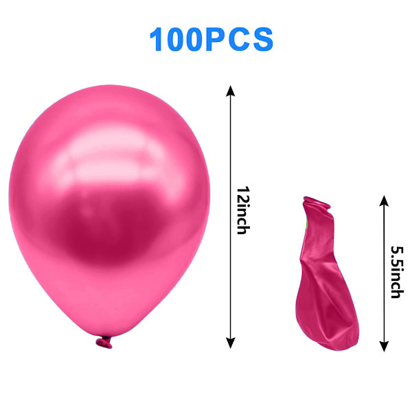 100 st pärlballonger, 12 tum pärlballonger, metallballonger