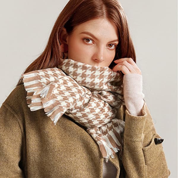 Supermjuk klassisk vinterhalsduk i kashmir-känsla Plaid bird khaki
