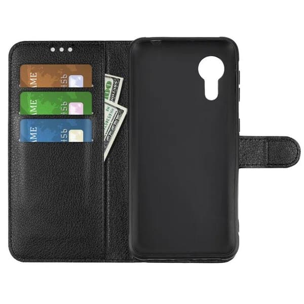 Samsung Galaxy Xcover 5 Wallet Case med stativ - Sort Transparent