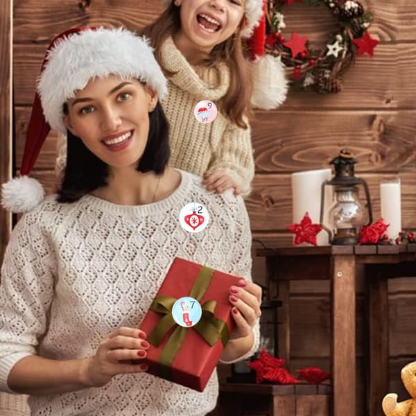 2 sett julekalender 1-24 tallknapper for å lage julekalender, for barn tenåringer kvinner