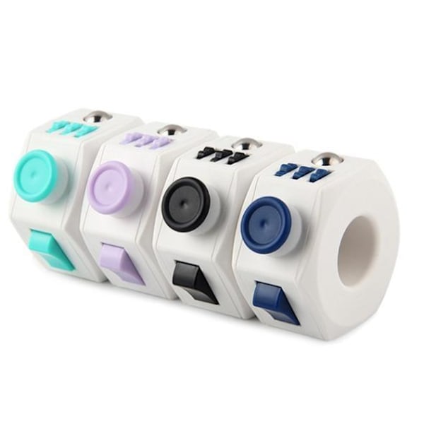 Fidget Rings Toys Pop it Cube Vit+ Svart