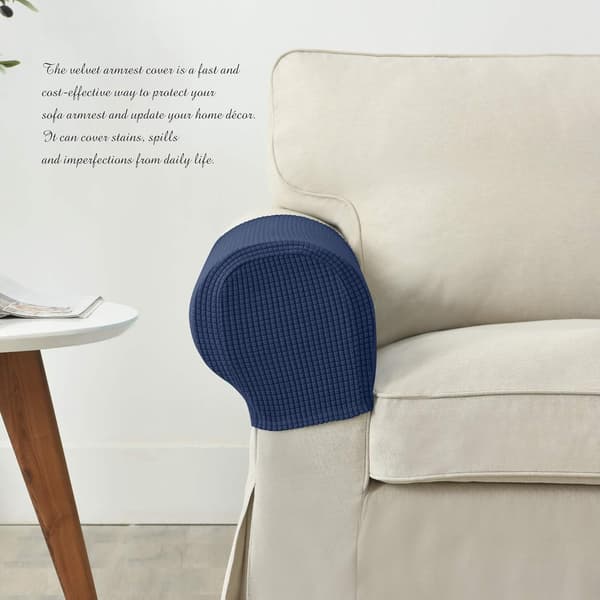 Set med 2 Jacquard Stretch Soffa Fåtölj Armstödsskydd Halkfria Möbelskydd Armstöd Överdrag för Soffa Vilstol