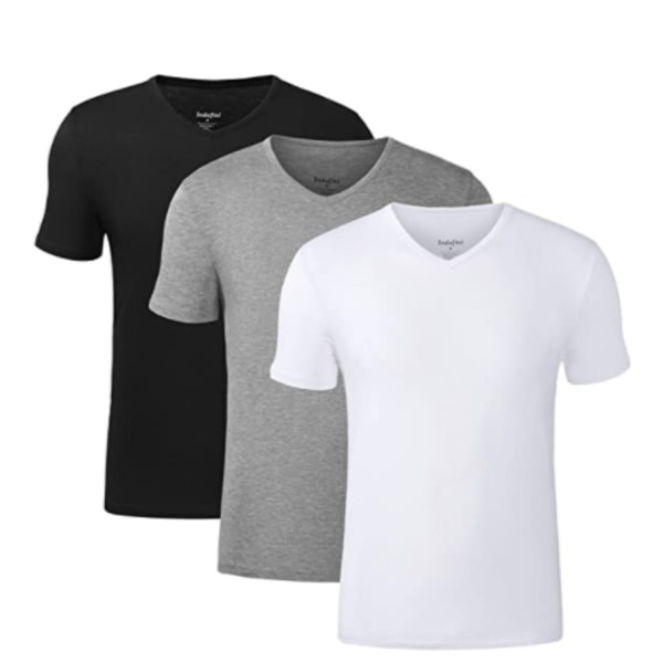 Herr Undertröjor V-ringad Mjuk Bekväm Slim Fit T-shirts Kortärmad Herr T-shirts i 3-pack L