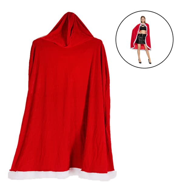 Jule Halloween Kostumer Kappe Fru Claus Julemand Jul Fløjl Hætte Kappe Robe 1.2m