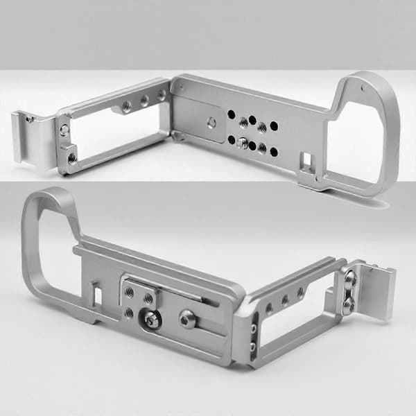Snabbkoppling L-platta vertikalt handgreppsfäste med blixtsko för GFX100S GFX50SII kamera silver