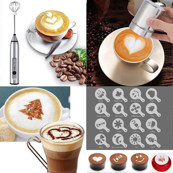 Elektrisk mælkeskummer håndholdt mælkeskummer USB genopladelig kaffeskummer 3 hastigheder mælkevisp til kaffe, cappuccino