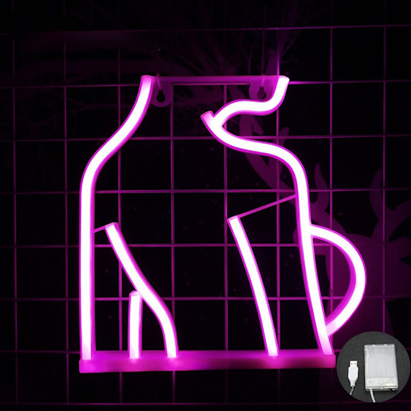 Lady Neon Lights LED Neon Skylt för Väggdekor USB Batteri