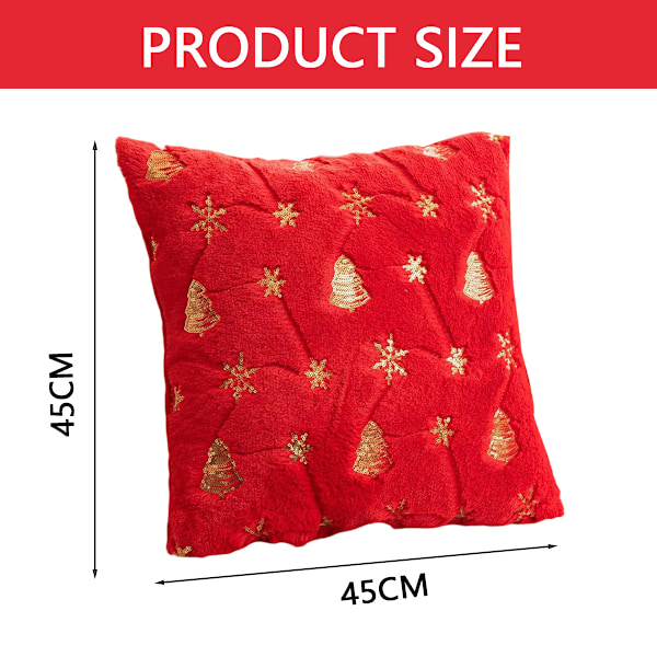 Julglitter plysch kuddfodral lätt lyx snö semester vardagsrum soffa dekoration Red gold
