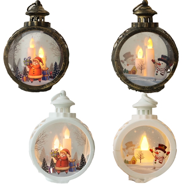 Juletrepynt LED-lys runde julehengelys bærbare white santa