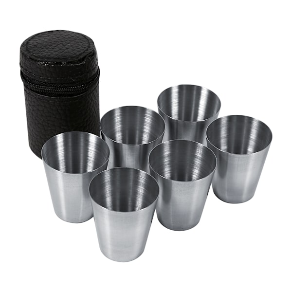 Bärbar rostfritt stål te kaffekopp 30ml ölmugg + väska