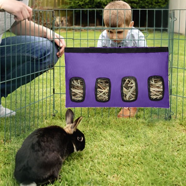 Hömatare kaninmatningspåse, kaninhömatare, litet djur purple