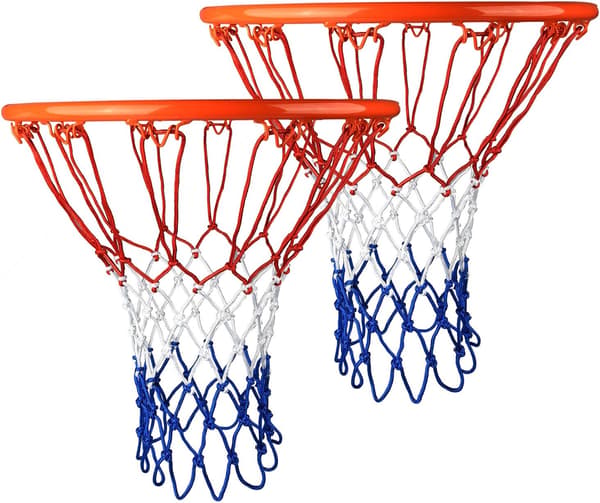 2-pack Standard 12 Håls Ersättningsnylon Basketnät för Utomhusbruk