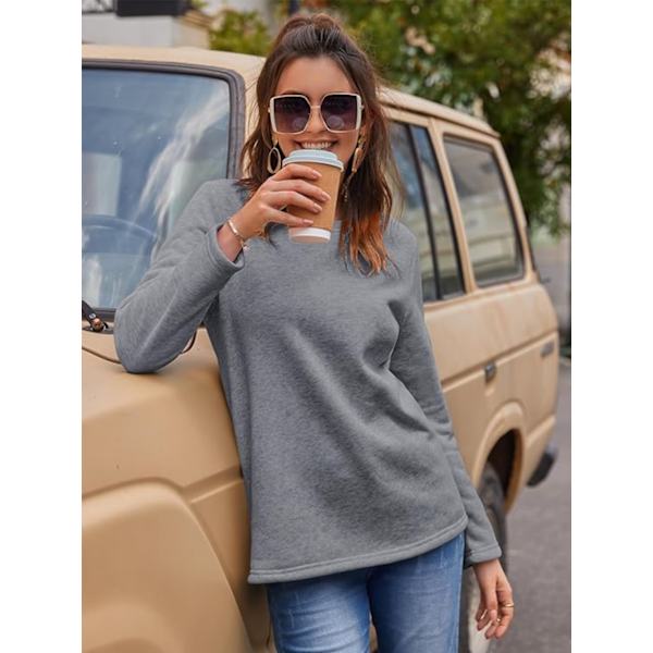 Fleece sweatshirt för dam, varmfodrad tröja, vintertopp
