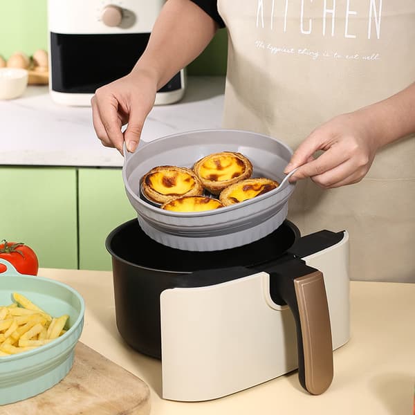 Grøn 1-styk pakke, silikone airfryer, 20 cm sammenklappelig silic