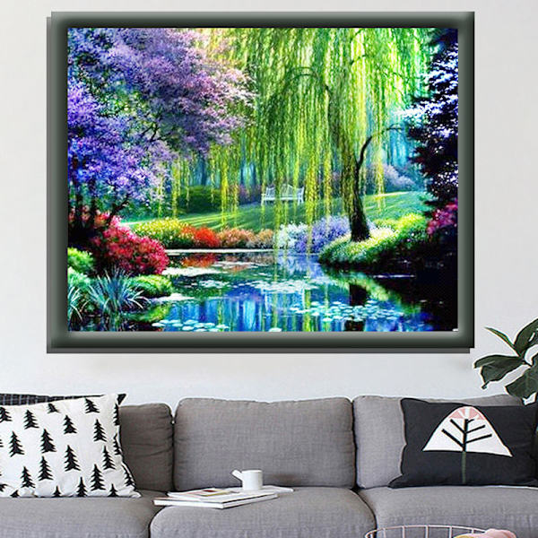 Fuld 5D DIY Diamantmaleri Sæt, Drømmepark 60x40cm, Diamantbroderi