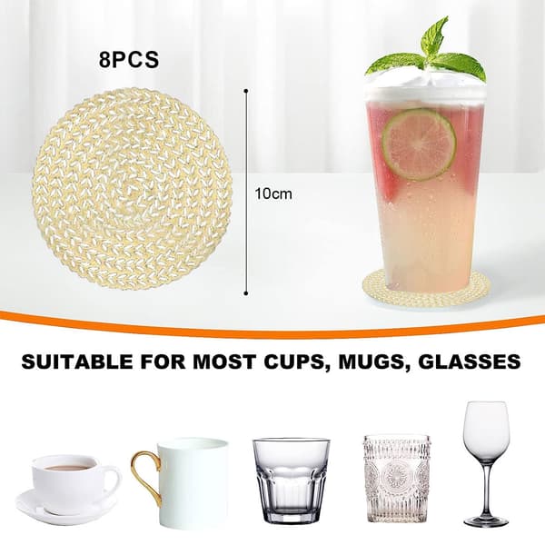 8 stk. PVC kaffebrikker runde vanntette coasters blomster jule coasters vanntette isolasjonsmatter servise matter bordbrikker golden