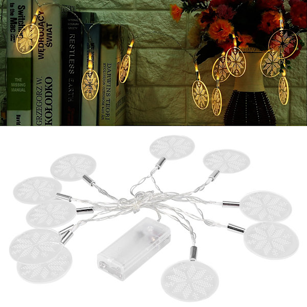 178cm 10LED Akryl Disk LED Ljus Lampsträng för Fest Högtidsdekoration Snöflinga
