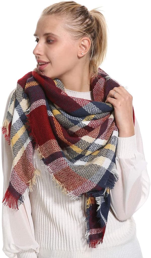Plaid Tæppe Halstørklæde Vinter Efterår Halstørklæder til Kvinder, Varmt Blødt Tykt Oversized Tartan Sjaler Wraps Halstørklæder Sienna