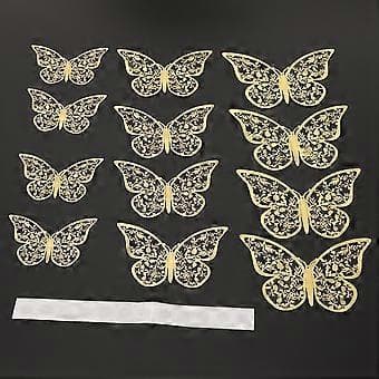 12 st 3D ihåliga fjärilsväggdekaler metalltextur vardagsrum sovrum heminredning