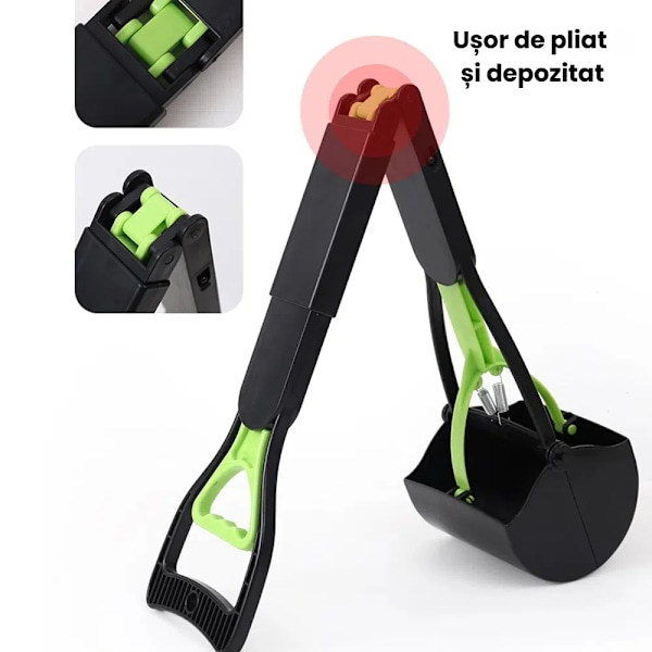 EINNENFFER Exkrementuppsamlare, 80 cm Långt handtag, ABS, Slitstarkt material, Lätt att använda med en hand, Hundskyffel, Grön