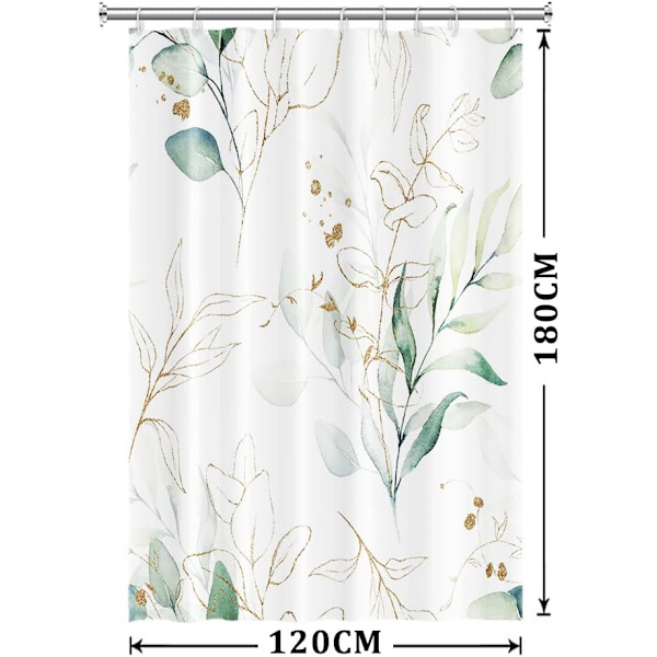 120x180cm, (Duschdraperi med eukalyptusblad), Botaniskt grönt blad
